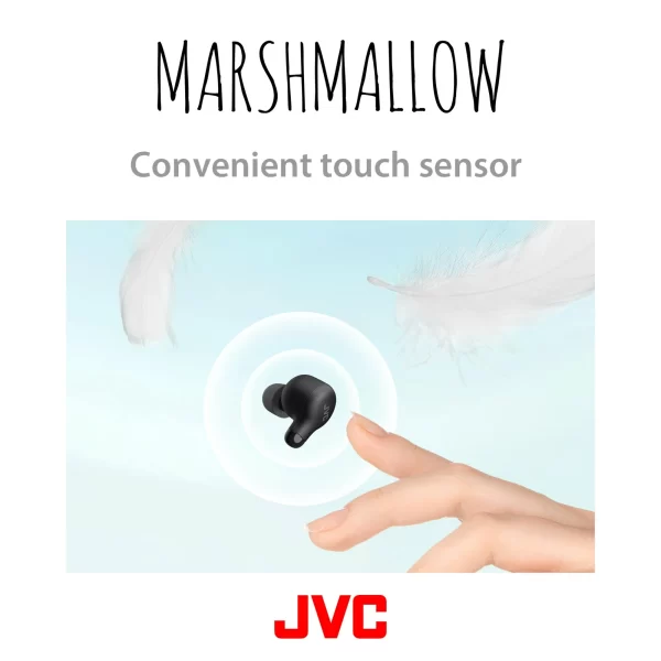 JVC New Marshmallow True Wireless Earbuds Headphones, Long Battery Life (up to 28 Hours), Sound with Neodymium Magnet Driver, Including Memory Foam Earpieces - HAA18TB (Black)