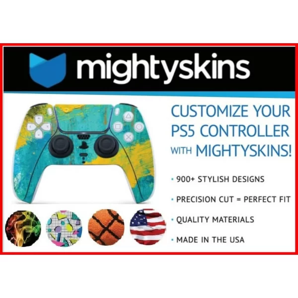 Sony PlayStation 5 PS5 DualSense Wireless Controller White w/ Mightyskins Custom Skin Code Voucher - Bundle