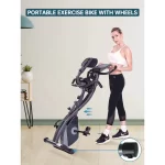 MaxKare 3-in-1 Exercise Bike Quiet Folding Magnetic Stationary Exercise Bikes with Arm Resistance Bands Home Workout Use