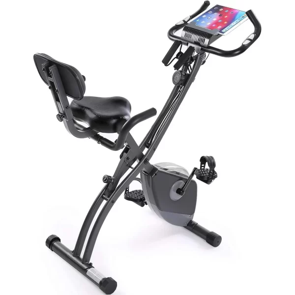 MaxKare 3-in-1 Exercise Bike Quiet Folding Magnetic Stationary Exercise Bikes with Arm Resistance Bands Home Workout Use