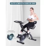 MaxKare 3-in-1 Exercise Bike Quiet Folding Magnetic Stationary Exercise Bikes with Arm Resistance Bands Home Workout Use