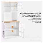 SmileMart 72"H Kitchen Pantry Storage with 3 Cabinets 2 Open Shelves for Dining Room, White