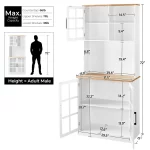 SmileMart 72"H Kitchen Pantry Storage with 3 Cabinets 2 Open Shelves for Dining Room, White