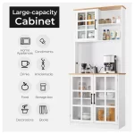 SmileMart 72"H Kitchen Pantry Storage with 3 Cabinets 2 Open Shelves for Dining Room, White