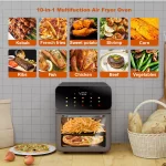 Bluebow Air Fryer 12QT Convection Oven with Visible Window, 10-in-1 Multi Function and Touchscreen, Gray