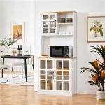 SmileMart 72"H Kitchen Pantry Storage with 3 Cabinets 2 Open Shelves for Dining Room, White